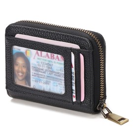 GAEKEAO Credit Card Holder Wallet for Women RFID Blocking Small Genuine Leather Card Case with Coin Pocket ID Window