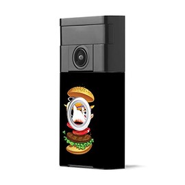 MightySkins Skin Compatible with Ring Video Doorbell - Hamburger Cat | Protective, Durable, and Unique Vinyl Decal wrap Cover | Easy to Apply, Remove, and Change Styles | Made in The USA