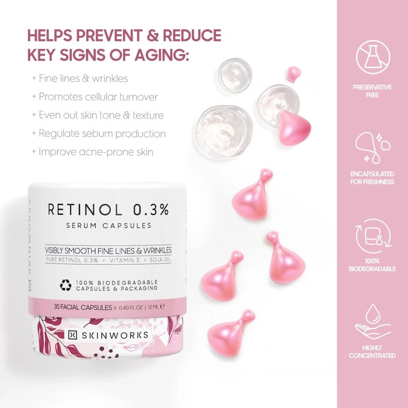 Retinol 0.3% SKINWORKS Anti Aging Wrinkle Correction Serum 5pk