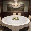 URROMA Round Linen Doilies, 120 cm, Beige Tablecloth with Lace