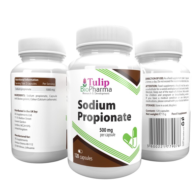 Sodium Propionate (Propionic Acid) 500mg 120 Capsules, 3rd Party Lab