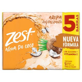 ZEST Jabón en Barra Agua de Coco y Agave, 5pack de 90g cada barra                                                                                     