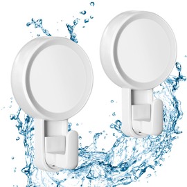 GlobaLink Suction Hooks, Heavy Duty Suction Hooks Hold up to 11LB, Reusable & Waterproof & Transparent Shower Hooks, Towel Hanger Kitchen Bathroom Hook for Loofah Wreath Bags Bathrobes - 2 Pack