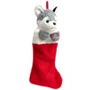 HollyHOME Christmas Stockings Animated Husky Puppy Plush Head Stockings with