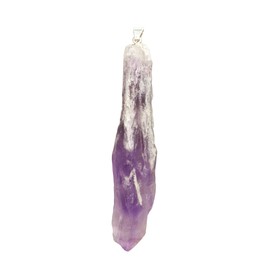 KRIO – 1 x Filigraner Amethyst Kristall Handschmeichler als Anhänger mit Silberöse - 70-80mm lang (Amethyst Kristall 1)