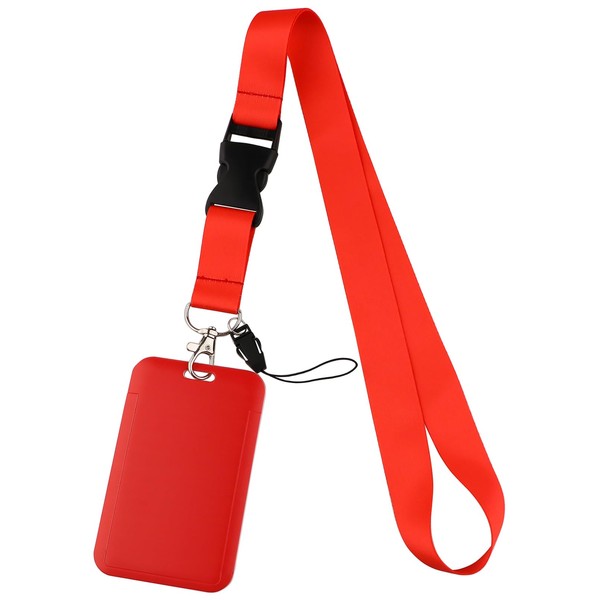 Lanyard ID Holder Red Lanyard for Keys ID Badges Keychain