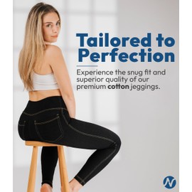 Nirlon Women's Jeggings High Waist Tummy Control Jean Leggings with Pockets for Women (3XL, BlackJeans)