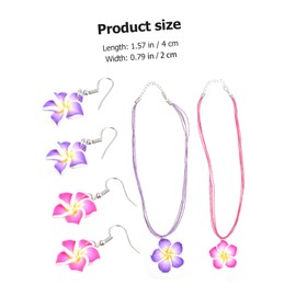 VALICLUD Hawaiian Plumeria Flower Necklace and Earrings Set 6 Pieces Exquisite Jewelry for Women's Everyday or Parties