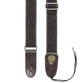 Leather & Cotton Adjustable Guitar Strap 1.5m For Acoustic/Electric/Bass (Black)