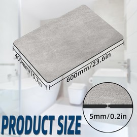LEEGAWU Bath Mat-Rubber Backing Non SlipThin Bathroom Rugs Fit Under Door- Quick Dry Absorbent Faux Suede Surface Grey Bathroom Floor Mats-Shower Rug for in Front of Bathtub Shower Gray 16x24