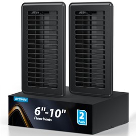 Floor Register, 6x10 Floor Vents, Heavy Duty Steel Walkable Floor Vents, Easy Adjust Air Supply Lever, Vent Covers for Home Floor, 2 Pack Black