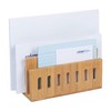 Relaxdays Bamboo Document Holder, 3 Compartments, Practical Letter Stand, for