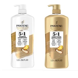 Pantene Advanced Care Shampoo and Conditioner 5 in 1 Moisture, Strength, Smoothness, Pro-V vitamin B5 Complex 38.2 FL/OZ each - 90% Stronger hair, Packaging May Vary