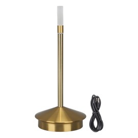 Cordless Candle Lamp USB Type C LED 2000mAh Rechargeable Candle Shaped Portable Desk Lamp for Restaurant Dinner Table Gold