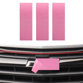TOMALL 3pcs Vinyl Bowtie Logo Wrap Stickers Compatible with Chevy 11.8" x 4" Car Emblem Logo Overlay Decals DIY Modification Waterproof Universal Decoration (Pink-Carbon Fiber)