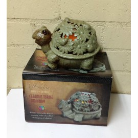 QVC Home Reflections Home Reflections QVC Garden Spring Luminary Porcelain TURTLE w/ Flameless Candle