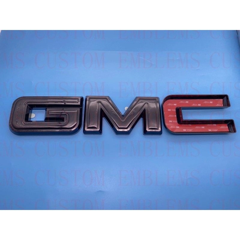 Auto Front & Rear GMC Gloss Black OVERLAY Emblem Badge