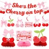 Cherry Birthday Party Decorations,She's The Cherry On Top Honeycomb Centerpieces