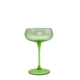 EVEREST GLOBAL 1 Pack Ribbed Coupe Cocktail Glasses 8.1 oz, Classic Manhattan Glasses For Cocktails Champagne, Ripple Coupe Glasses Stem Glassware, Prosecco, Martini, Cocktail, Green