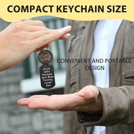 Drive Safe Keychain - Proud of You Daughter Son Present- Mom's Love Keychain - New Driver Present- Keychain for Safe Driving - Present for Mom - Key Chains for Son - Your Mom Fucking Loves You (Black)