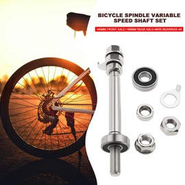 Create idea Robust Metal Wheel Hub Axle Set, 140 mm Front and 180 mm Rear Mountain Bike Wheel Hub Axle with 4 Bearings, Bicycle Spindle Shift Lever