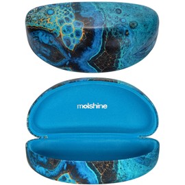 molshine Hard Shell Sunglasses Case, Large Glasses Case for Men and Women, Oversized Sunglasses, cyan seabed