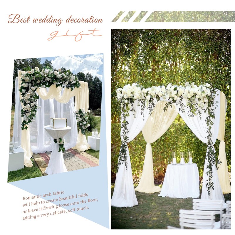Wedding Arch Draping Fabric,2 Panels 28" x20ft Ivory and Cream