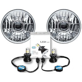 Octane Lighting 5 3/4 Inch Projector Crystal Clear Headlight LED 4000 Lumens H4 Light Bulb Headlamp Pair
