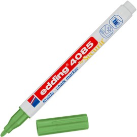 edding 4085 Chalk Marker – Green Metallic – 1 Chalk Pen – Bullet Tip 1-2 mm – Thin Chalk Pen for Blackboard, Wipeable – for Writing on Windows, Glass, Mirrors – Blackboard Pen with Opaque Colours