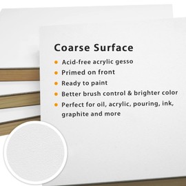 PHOENIX Gesso Boards for Painting - 8x10 Inch / 6 Pack - Coarse Surface 3/4 Inch Cradled Wood Panels for Oil & Acrylic Paints, Crafts & Pouring Art