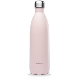 QWETCH - Isothermal Originals Bottle - Pastel Pink 1L - Nomadic Stainless Steel Bottle - 24h Cold and 12h Warm - Waterproof, BPA Free & Reusable