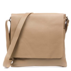 FIRENZE ARTEGIANI. Agnadello Messenger Bag Women's Real Leather Dollaro 33 x 5 x 33 cm Colour: Taupe, Taupe, Utility, taupe, Utility