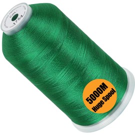 New Brothread - Bobina enorme individual de 5000 m, cada hilo de máquina de bordar de poliéster, 40 W, para máquinas comerciales y domésticas, color verde navideño