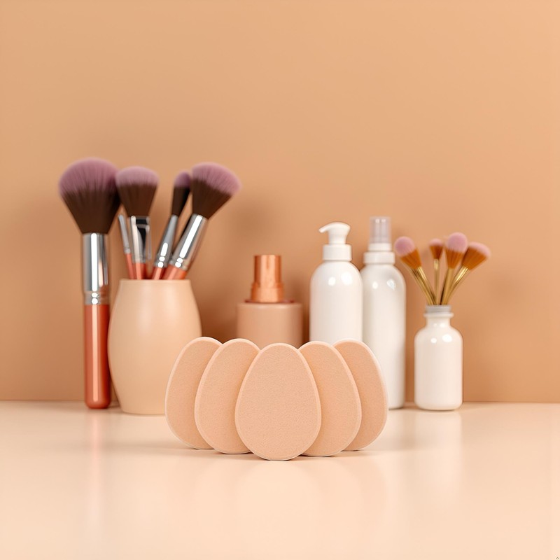 5 Pcs Beige Smooth Makeup Sponge Blender Flawless Foundation Powder