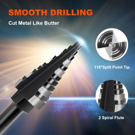 COMOWARE Unibit Step Drill Bit for Metal, 12 Size from 3/16" to 7/8", M2 HSS High Speed Steel, 2 Straight Flute, 3-Flat Shank, Hole Drill Bit for Steel Sheet Copper Aluminum Wood Board Plastic Iron