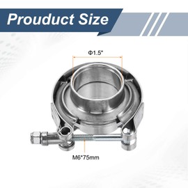 V Band Clamp with Flange, 304 Stainless Steel, 1.5 Inch, Silver