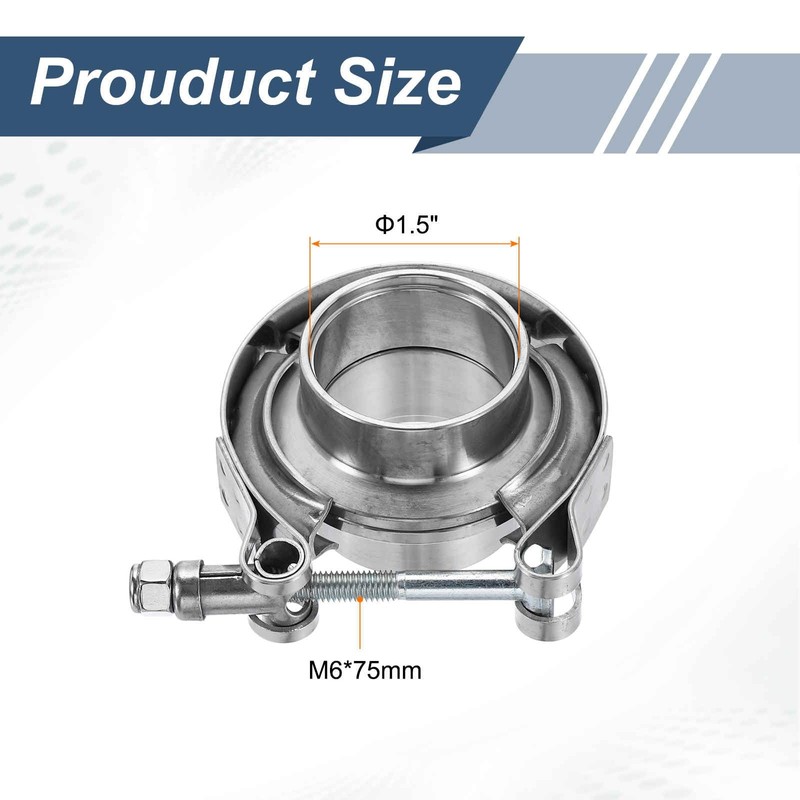 V Band Clamp with Flange, 304 Stainless Steel, 1.5 Inch,