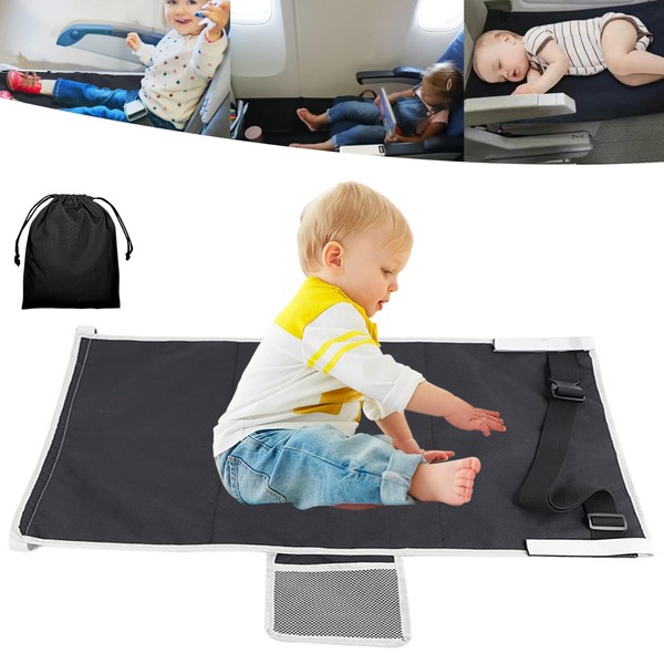 Toddler Airplane Beds - Kids Airplane Seat Extender for Toddler Rest, Airplane Travel Accessories for Kids, Portable Kids Travel Bed, Travel Essentials for Flying With Kids(Black)