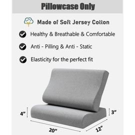 Replacement Pillow Case for Contour Pillow,Zippered Pillow Cover for Memory Foam Neck Pillow,Soft Cotton Pillow Protector for Neck Cervical Pillow,Latex Pillow