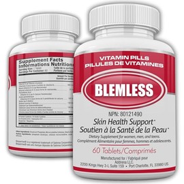 Blemless- Designed as Clear Skin Supplement Pills for Oily Skin & Blemishes for Women, Men, and Adults- 60ct Tablets