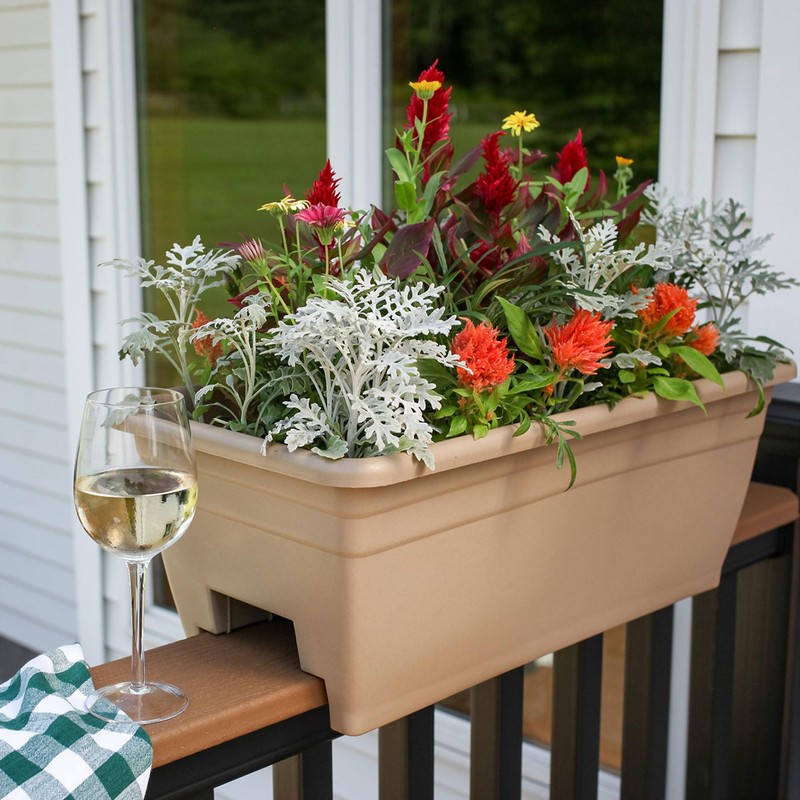 HC Companies 24 inches Deck Rail Box Planter with Easy