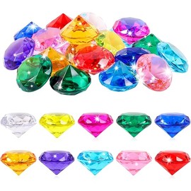 Niceup 25pcs Big Diving Gems Large Diamond Toys Acrylic Fake Jewels Gemstones 1.57in for Kids Princess Mermaid Pirate Treasure Chest Fillers Party Favors Decorations Hide and Seek Bath Toys