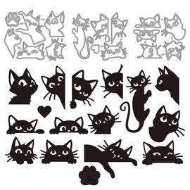 MAYJOYDIY Animal Cats Metal Cutting Dies for Cards Cat Paw Print Cutting Dies Cat Heads Embossing Folder for Scrapbooking Craft Paper Birthday Cards Gift Decoration