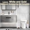 White Bathroom Accessories Set 8 Piece White and Gold Bathroom