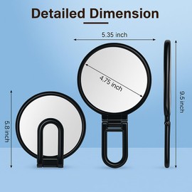 SLNXA Espejo de Aumento 30x, Espejos de Mano de Viaje con Asa-Espejo de Mano de Doble Cara con Aumento 1X 30X y Asa/Stand Ajustable, Espejo de Mano Plegable de Viaje para Maquillaje