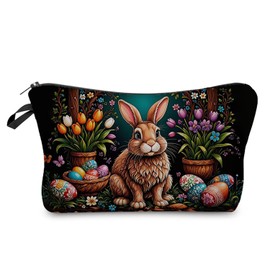 Livel lhood Easter Bunny Makeup Bag Cute Small Organizer Zipper Pouch Easter Egg Bunny Cosmetic Bag Easter Birthday Present for Women Friends-2, hzj0823, Printed Cosmetic Zipper Bag