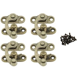 Antique Vintage Lock Clasp Left Latch Hook Hasp,LBTODH 4 Pack Zinc Alloy Hook Latch Swing Arm Latch Plated for Jewelry Box Cabinet Toolbox Suitcase with Mounting Screws(Bronze Tone)