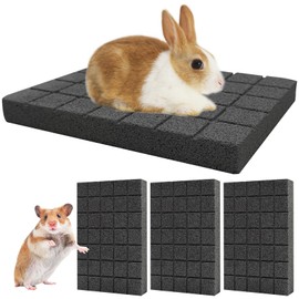 Hamiledyi Rabbit Scratch Foot Pads Bunny Grinding Claw Pad 4 PCS Small Animal Lava Grinding Teeth Stone Hamster Grinding Teeth Block for Guinea Pig Rat Gerbil Chinchilla Hedgehog
