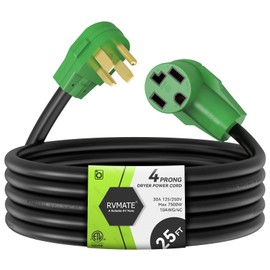 RVMATE 4 Prong Dryer Extension Cord 25 Feet, 30 Amp NEMA 14-30P to 14-30R 125V/250V Waterproof PVC Jacket, Perfect for Dryer Power Extension, ETL Listed