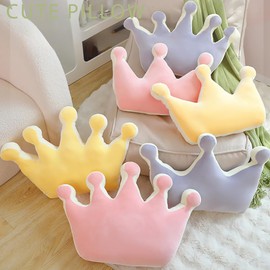 ISAKEN Crown Plush Doll, Cuddly Toy Throw Pillow Doll Plush Backrest Cushion Doll Children Sleeping Companion Toy for Cuddling Playing and Sleeping